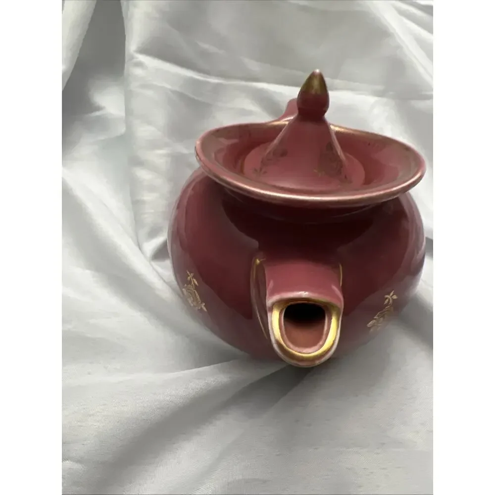 VINTAGE Hall Teapot Pink Mauve 6 Cup Gold Roses & Trim